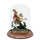 Statuette of St George on horseback in the glass case, the twentieth century. H 28x17 cm