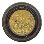 Round golden brass in wooden frame ebonized De Nuptis Mercurii et Philologiae, late eighteenth