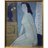 Oil painting on plywood depicting naked woman. Alico Giovanni (Milan Catania 1906- 1971) depicting