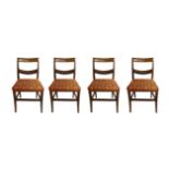 Four of the walnut chairs. H cm 84. Seat 42 cm h.