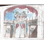 Drawing allegedly by G.Saitta, ink and watercolor piece on paper depicting input stage design with