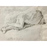 Drawing by Natale Attanasio (Catania 1846-Rome 1923) depicting woman sleeping. Ink drawing on brown