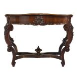 Console rosewood in the Louis Philippe style, early twentieth century Sicily. With wooden carved
