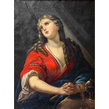 Oil painting on canvas depicting Mary Magdalene, the nineteenth century. Cm 90X72 CM, framed in