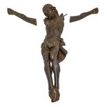 Wooden sculpture depicting Christ. XVI century. H cm 35. Proper arms, to be put in place