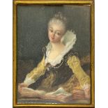 Miniature depicting woman. in filigree frame, late nineteenth century. 7,5x6 Cm.