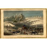 Etching in beautiful gilded wooden frame Domenico Gandini Color Hohenlinden depicting the battle.
