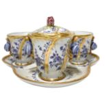 Coffee set tete a tete, Sevres Manufactory. With sugar bowl and tray, 20th century.