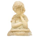 Sculpture in white marble depicting girl with book, nineteenth century. H 17 cm Base cm 12x8. Small
