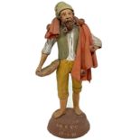 Sculpture in polychrome terracotta of fisherman, Caltagirone. Dated on the basis of 1984. H 24 cm.