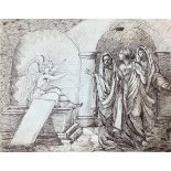 ink drawing on paper depicting the resurrection from the tomb, unknown artist of the nineteenth