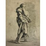 Etching, dry point Salvator Rosa (Naples 1615-Rome 1673) depicting womancovering her face, taken