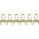 No. 6 chairs in shades of beije and gold leaf, Louis Philippe, nineteenth century, coming from