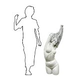 Marble sculpture depicting woman undressing, 20th century. H 115 cm base 30 cm.