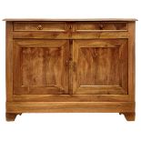 Servant cupboard in walnut with two upper drawers and two doors less burr, late nineteenth century,