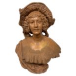 Terracotta bust of woman Jean Rordorf, Austrian sculptor of the nineteenth century who exhibited at