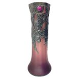 Amethyst Glass Vase with Art Nouveau decorations, early twentieth century. H 41 cm.