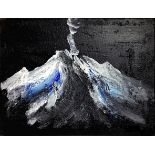 mixed media on canvas painting depicting Etna.&nbsp;Salvatore Bonajuto (Catania1963). Cm 30x40.