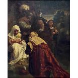 Oil painting on canvas painting depicting the Adoration of the Magi, Giuseppe Sciuti (Zafferana,