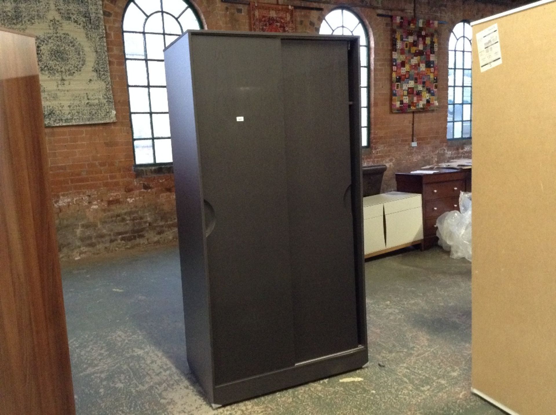 BLACK SLIDING DOOR DOUBLE WARDROBE (RETURN)