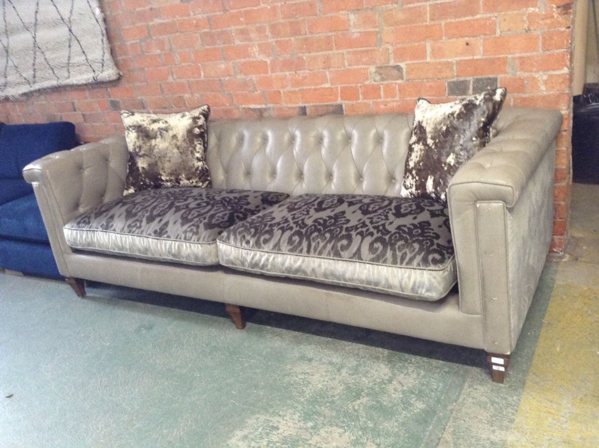 GREY HALF HIDE 3 SEATER SOFA (SCUFFED ON FRONT) (S