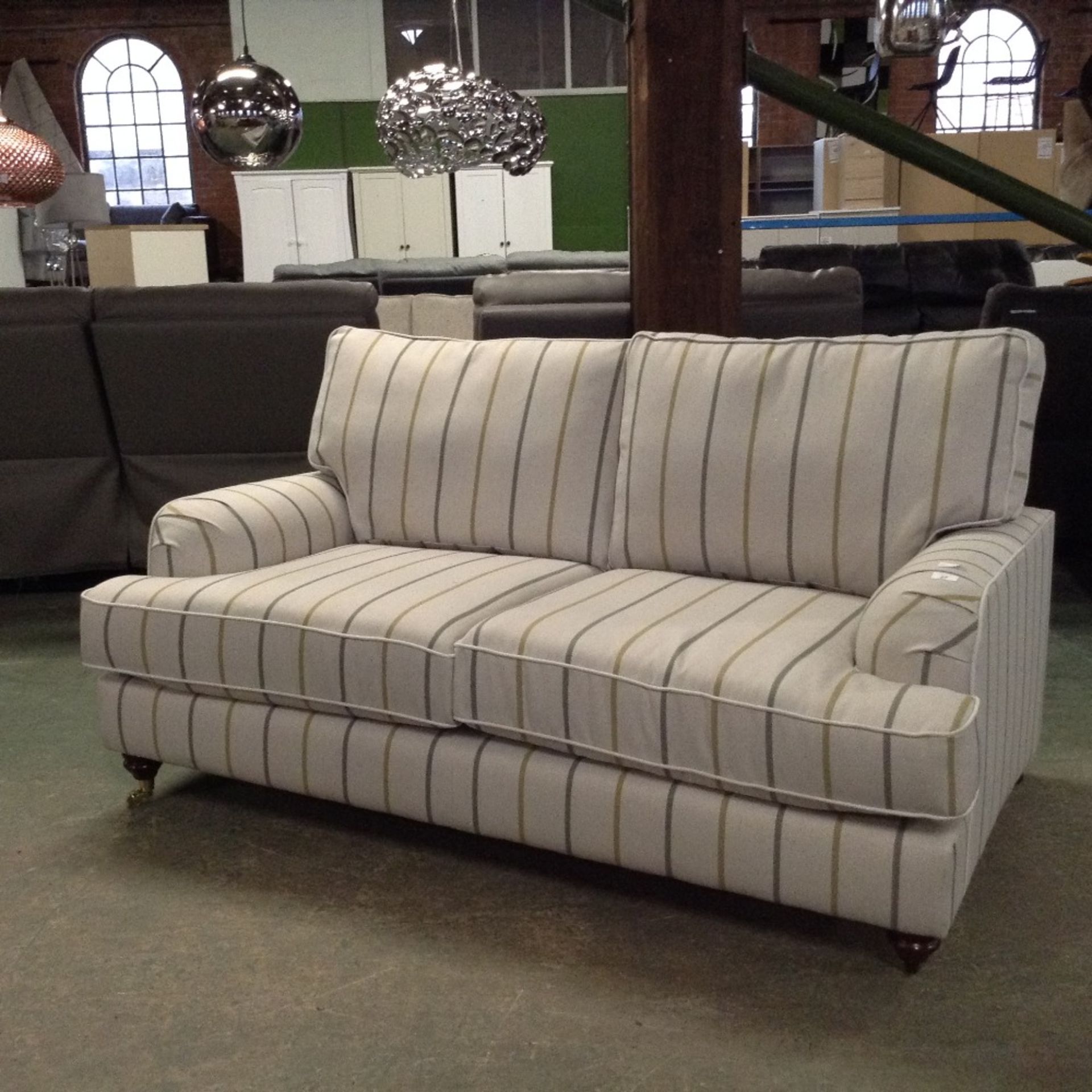 BENWICK IONA FERN STRIPED 2 SEATER SOFA (BROKEN WH