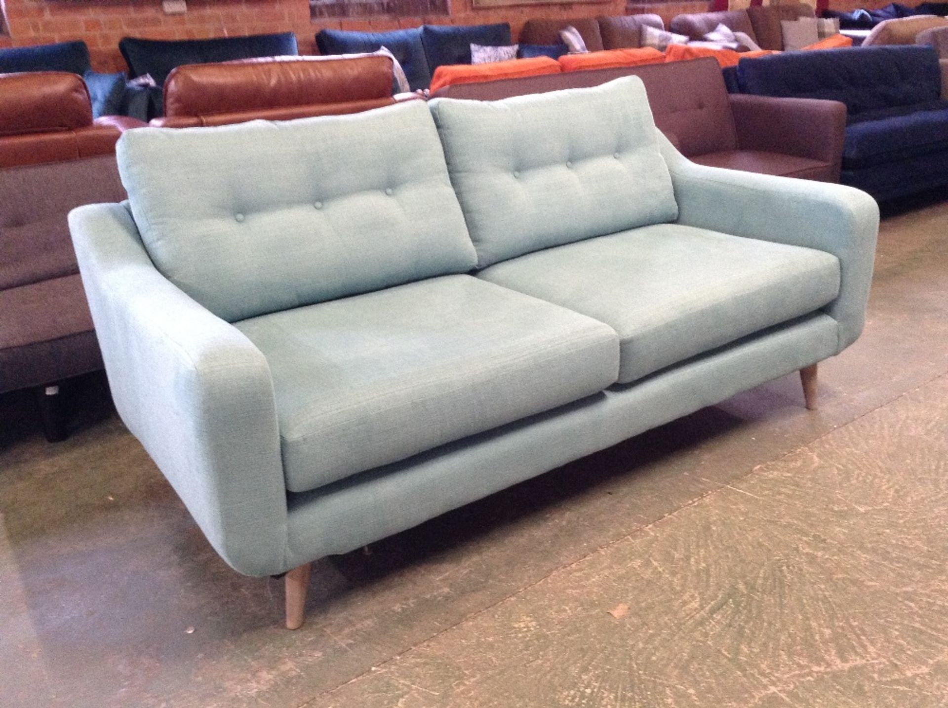 TURQUOISE FABRIC 3 SEATER SOFA