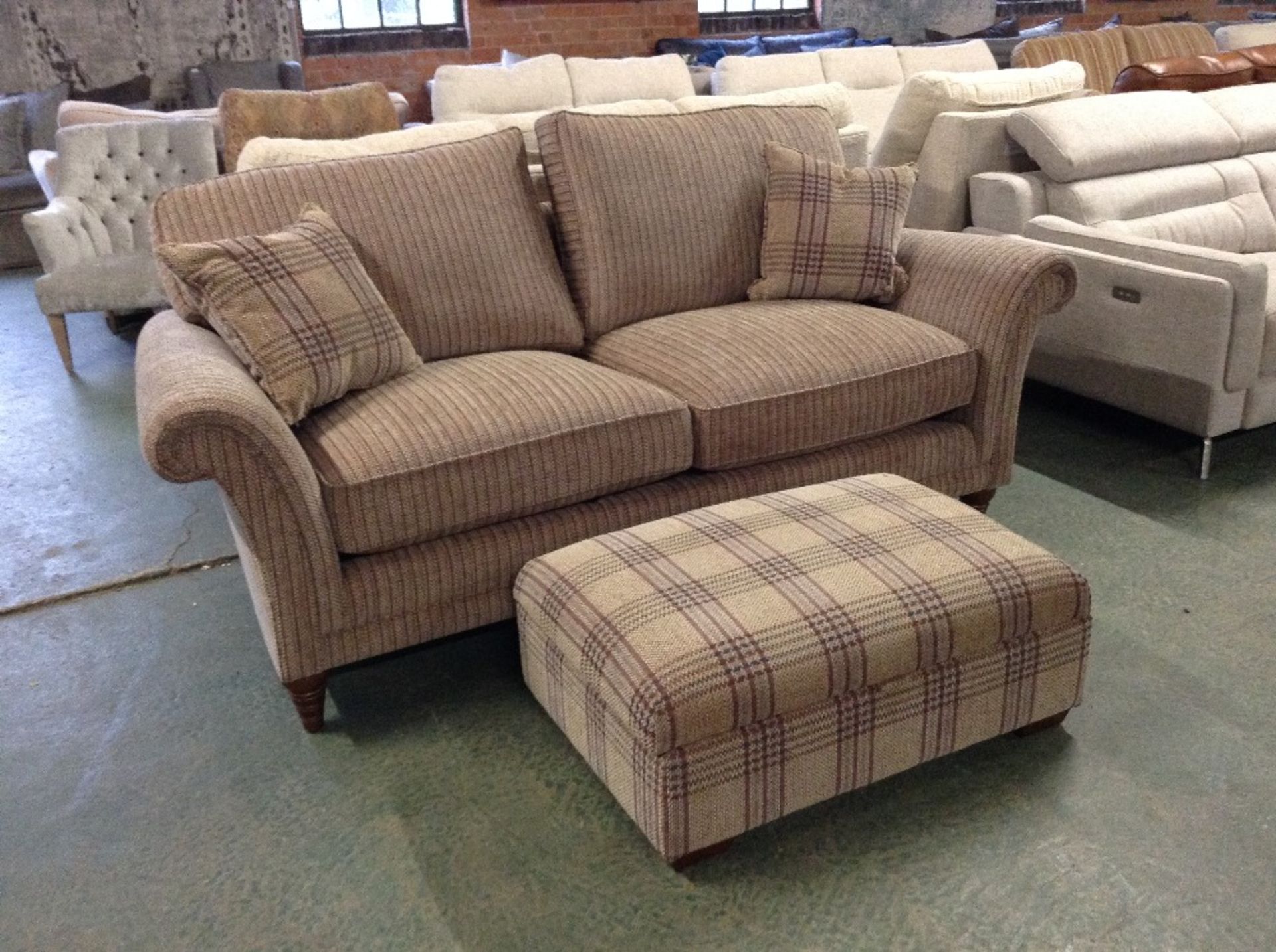 MULTI COLOURED PATTERNED 3 SEATER SOFA AND STORAG