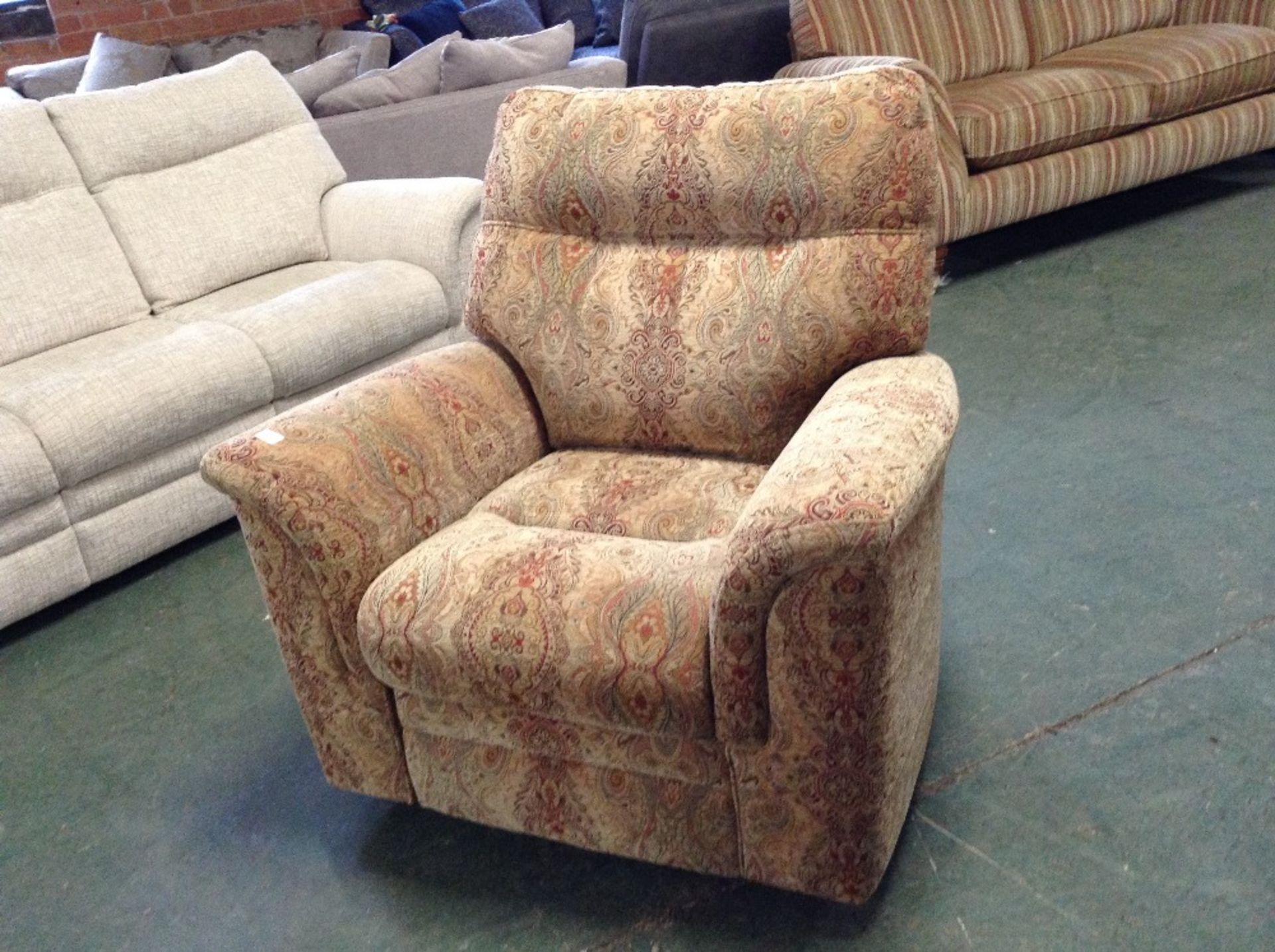 MULTI COLOURED PATTERNED ELECTRIC RECLINING CHAIR