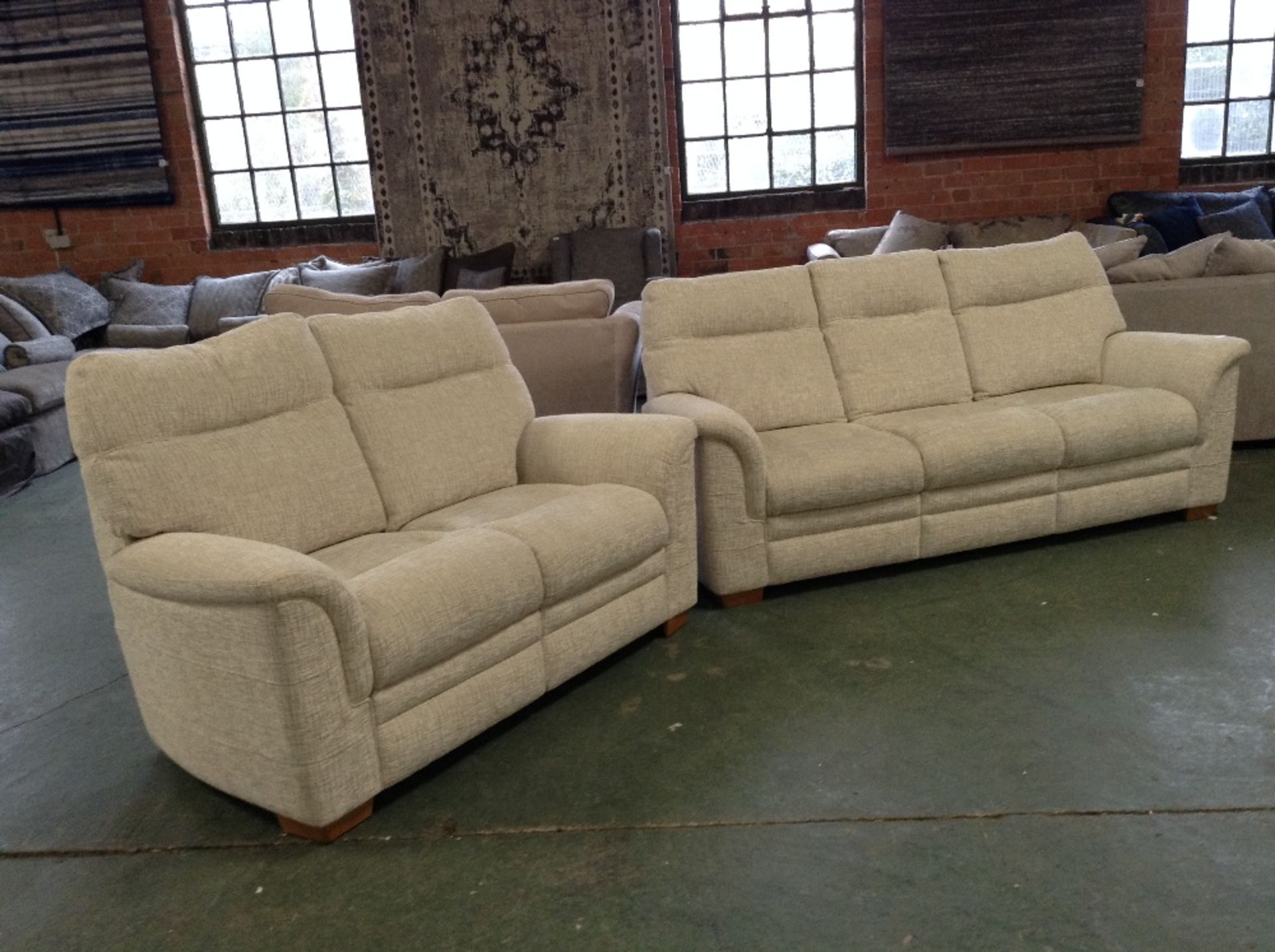 NATURAL HIGH BACK 3 SEATER SOFA 2 SEATER SOFA (TRO