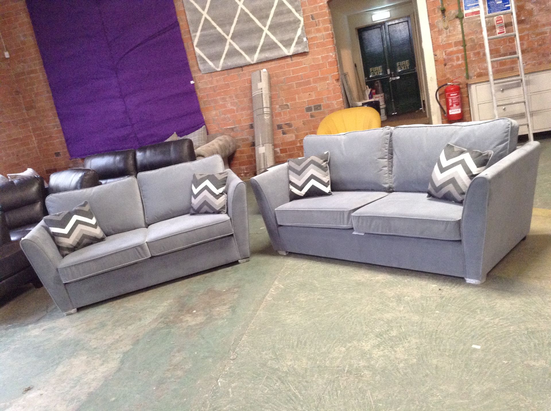 OXFORD TRINITY GREY 3 SEATER SOFA AND 2 SEATER SOF