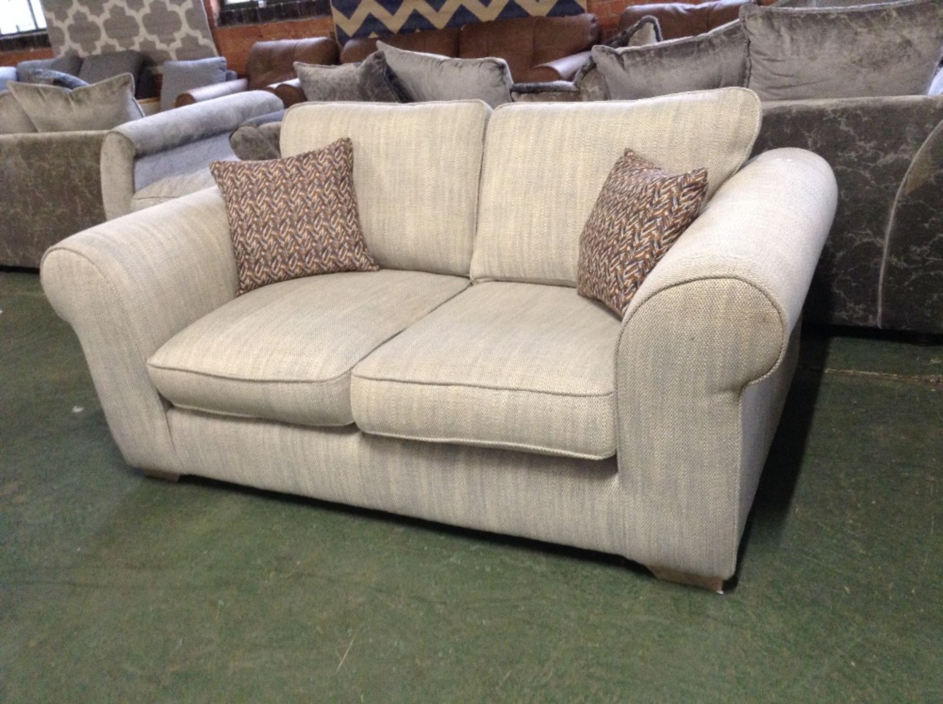 DUCK EGG BLUE PATTERNED 2 SEATER SOFA