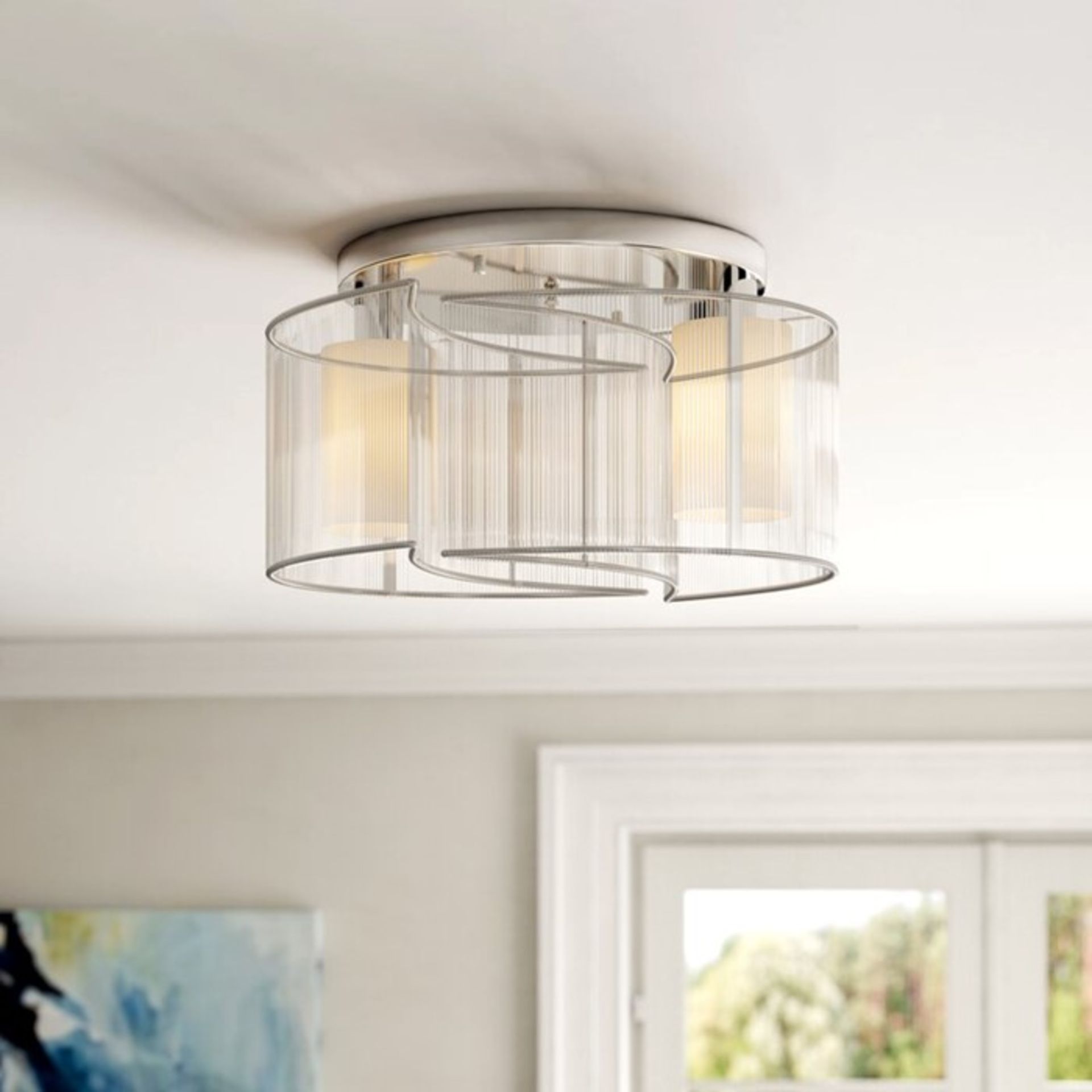 Bel Étage 2 Light Flush Ceiling Light (CHROME)(BLET5737 - 16065/3) 6A