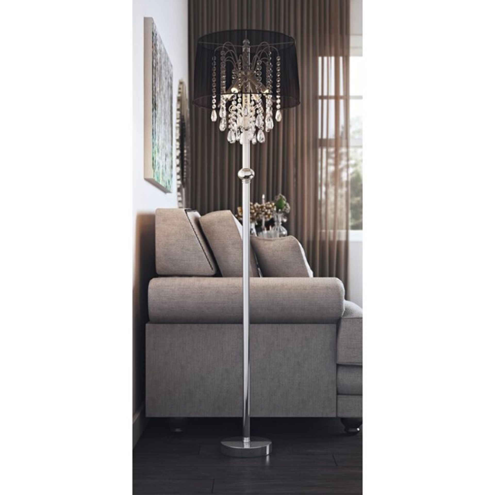 Fairmont Park Warwick 155cm Floor Lamp CREAM AND SILVER (HOHA1155 - 15388/35) 2F