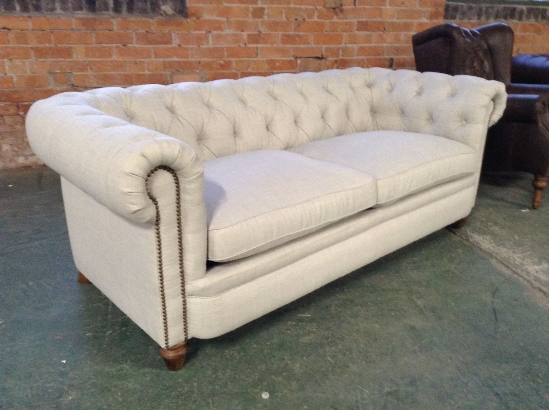 NATURAL CHESTERFIELD 2 SEATER SOFA (ST32-140781)