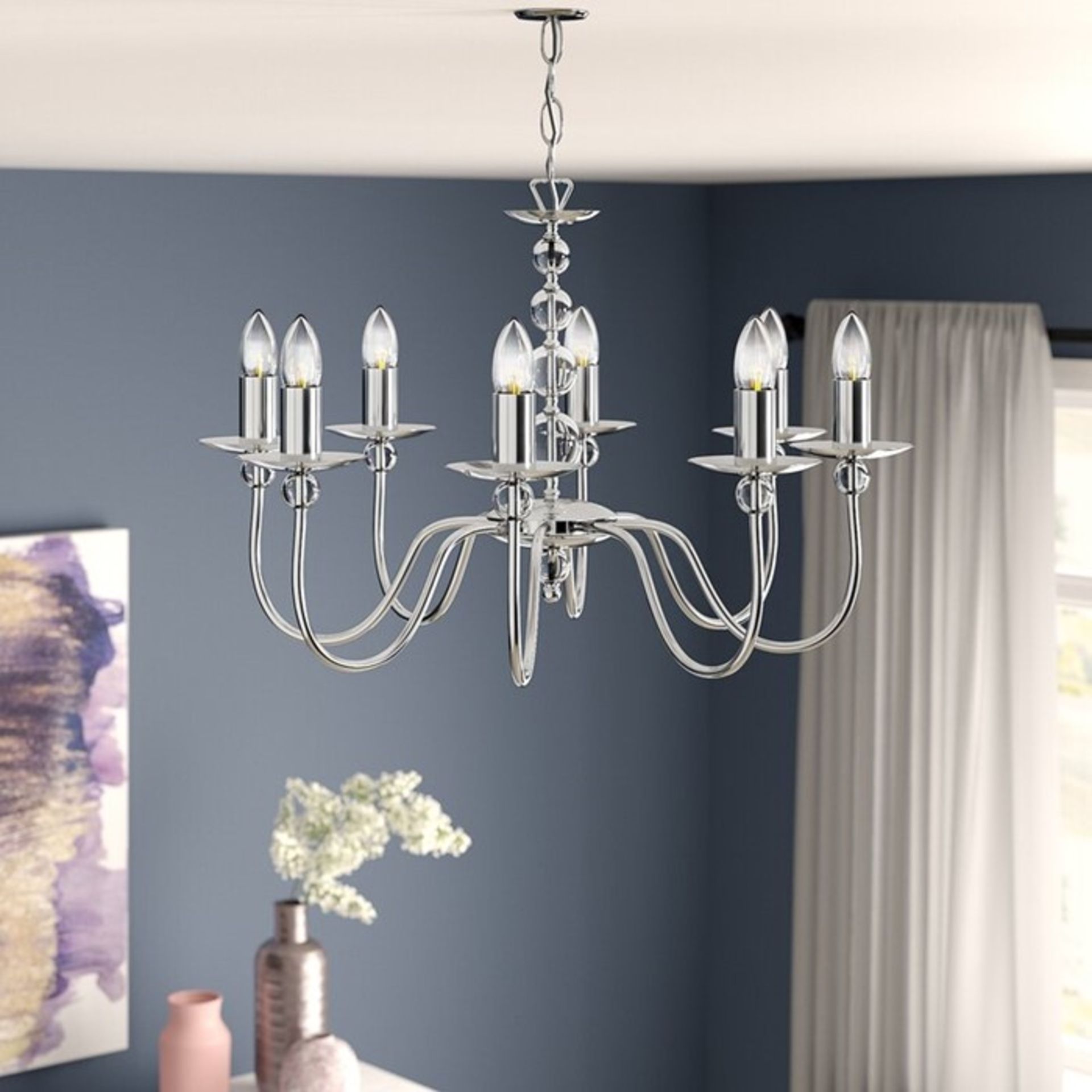 Marlow Home Co. Maeva 8-Light Candle Style Chandelier (CHROME/CLEAR) - RRP£93.99 (UEL1467 - 15837/