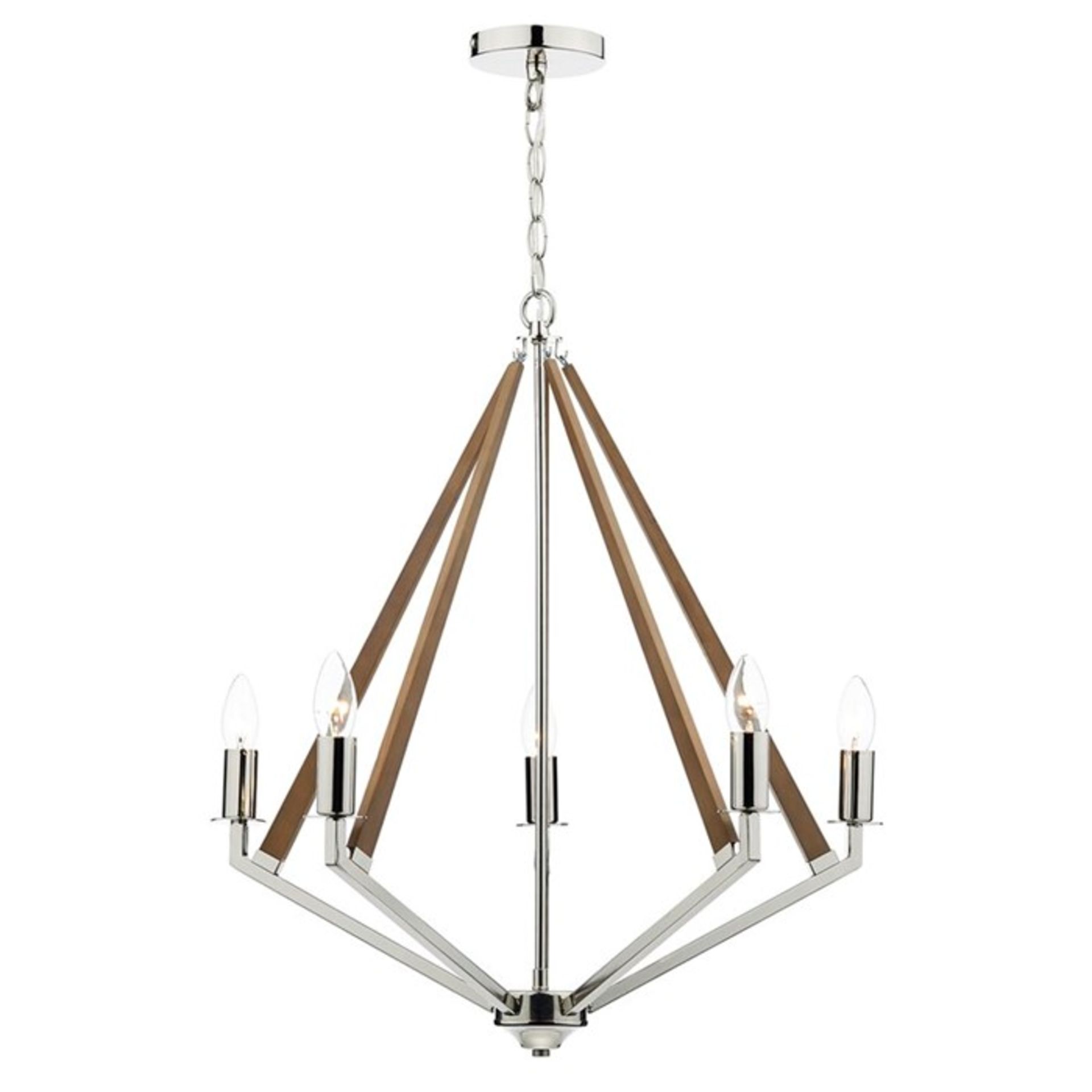 George Oliver Julie 5-Light Candle-Style Chandelier (NICKEL/WOOD) - RRP£176.99 (DLI7576 - 15837/