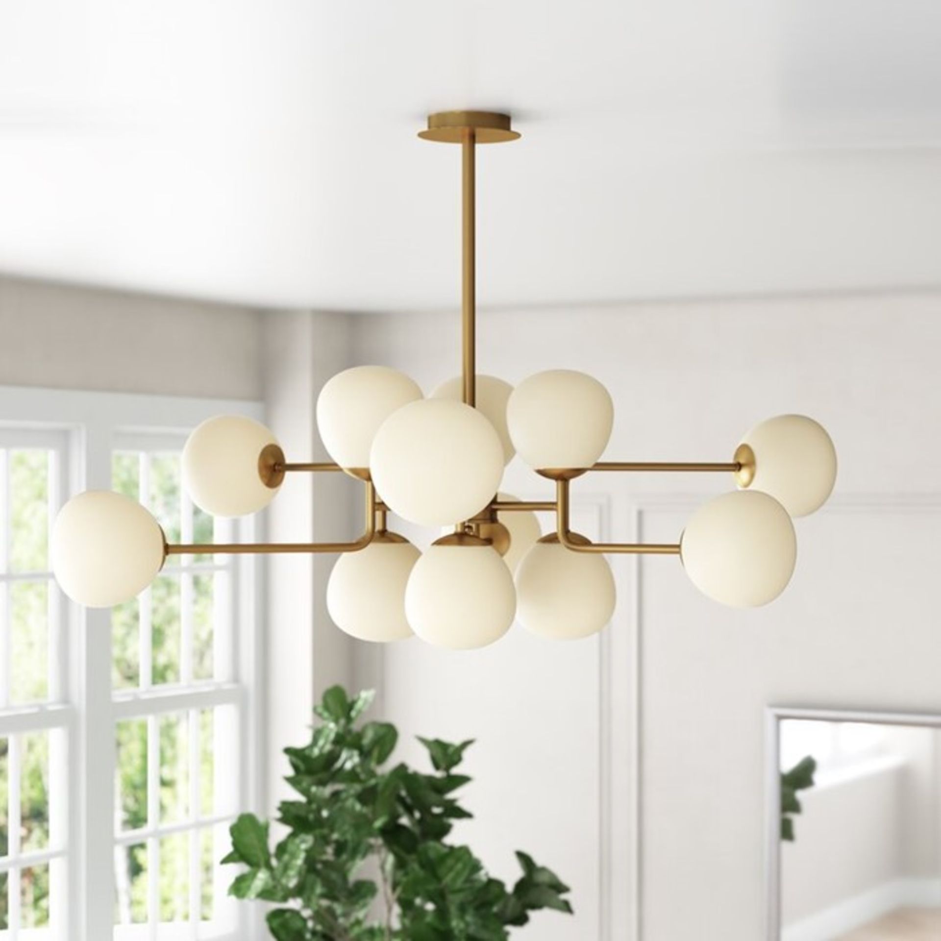 Canora Grey Jeri 12-Light Sputnik Chandelier (CREAM/GOLD) - RRP£285.99 (U000898705 - 15837/46) 4F