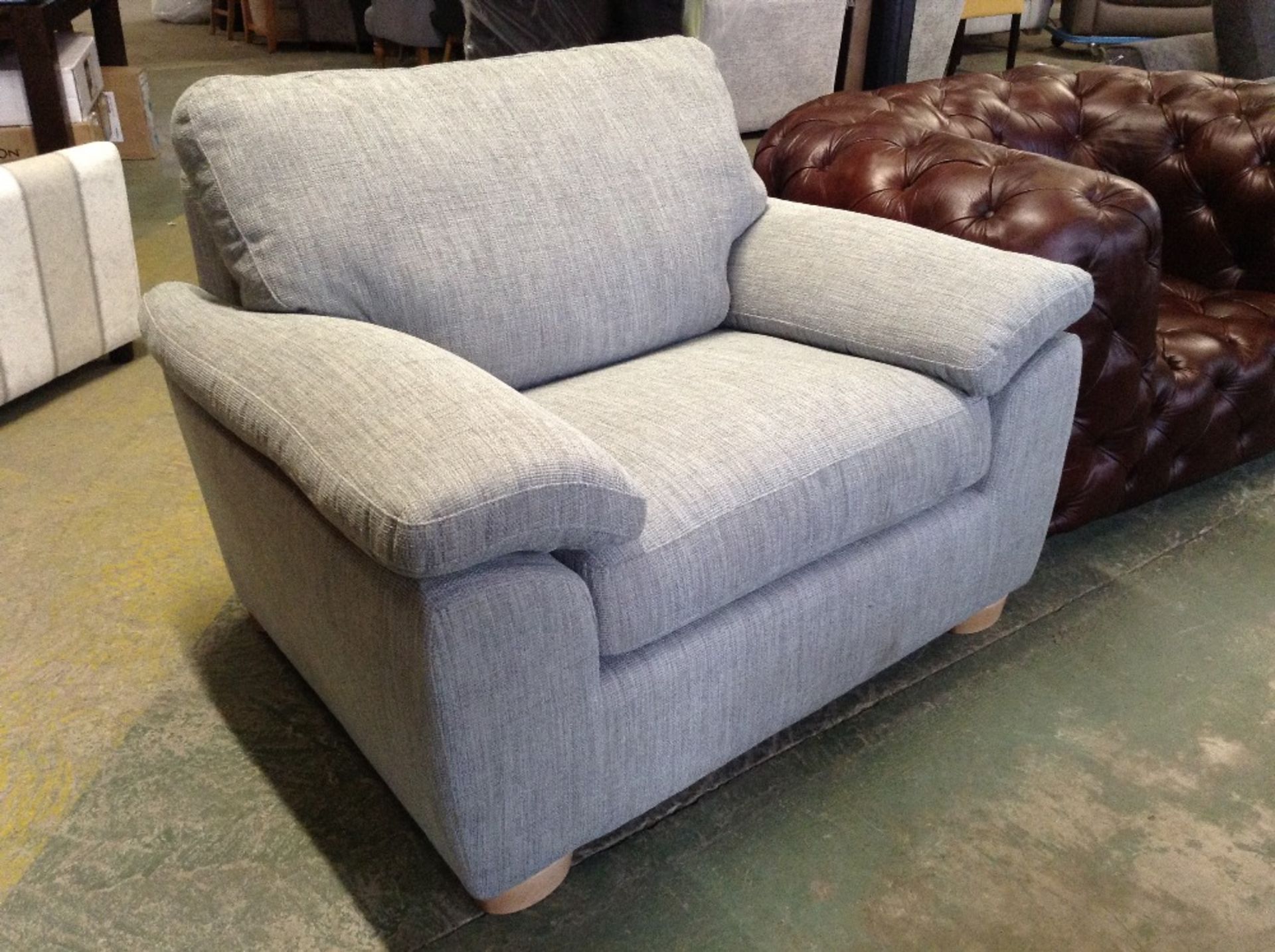 EX SHOWROOM BLAKE DUCK EGG BLUE SNUGGLER CHAIR (SF