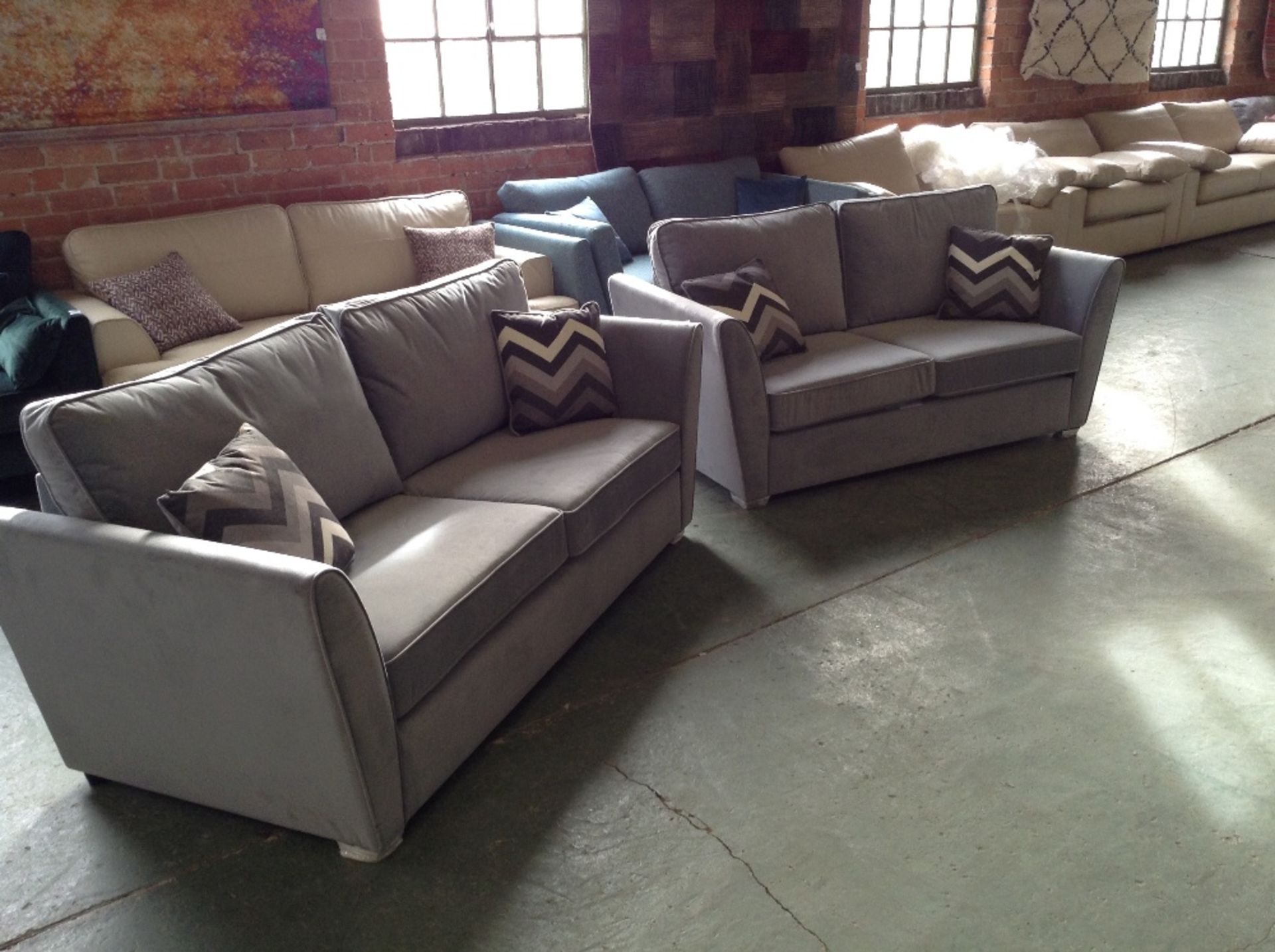 OXFORD TRINITY GREY 3 SEATER SOFA AND 2 SEATER SOF