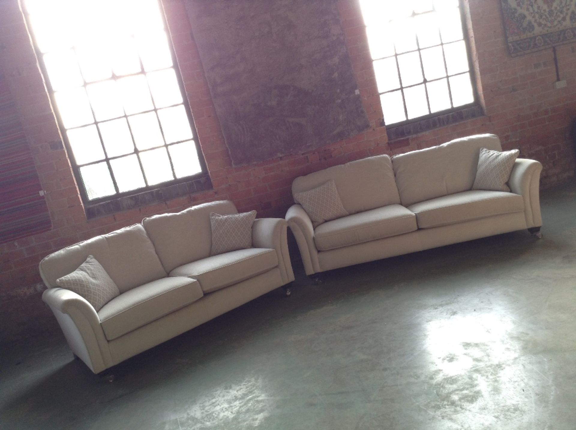 CREAM FABRIC 3 SEATER SOFA AND 2 SEATER SOFA (TROO - Image 2 of 2