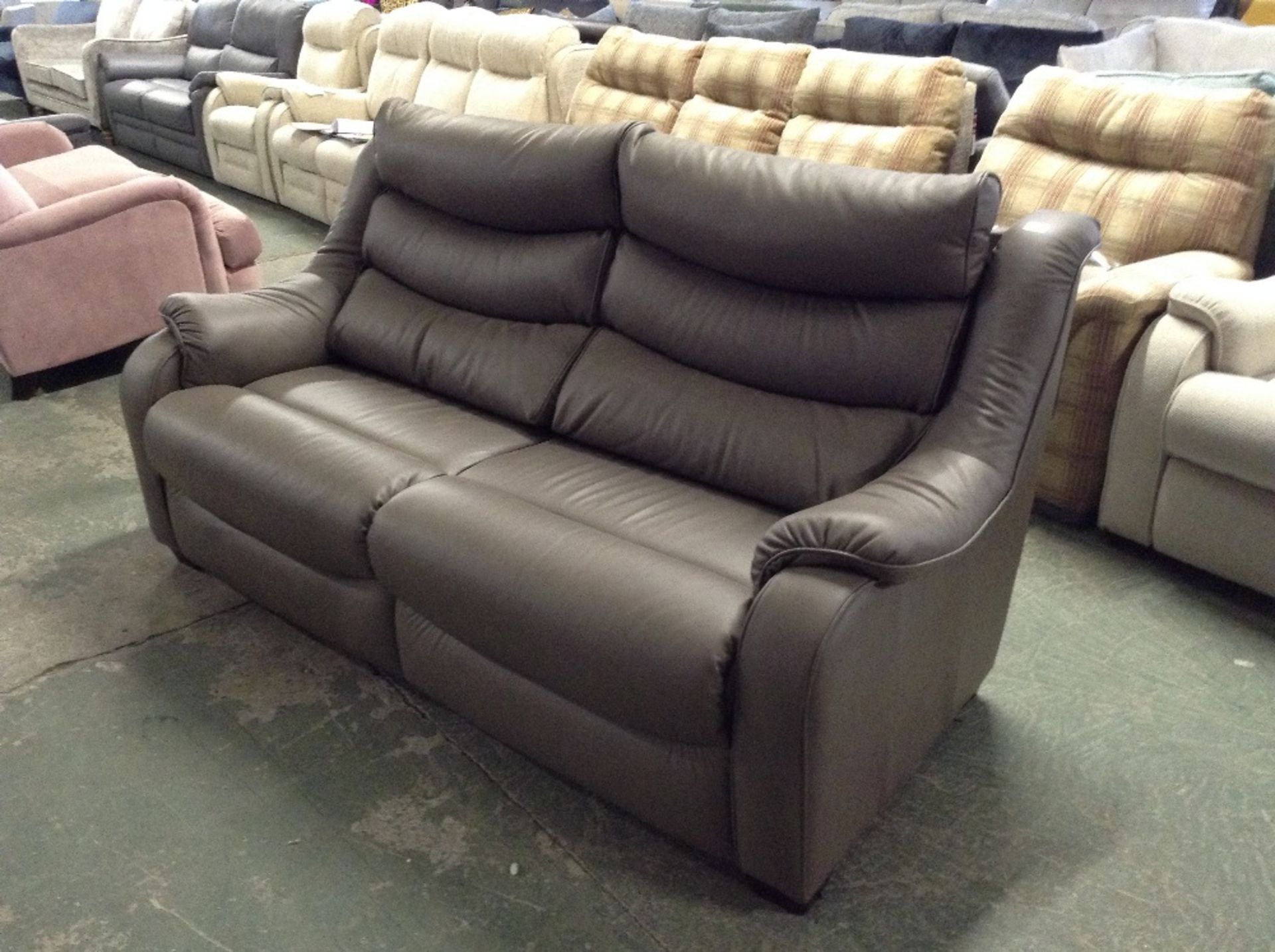 DARK GEY LEATHER HIGH BACK 3 SEATER SOFA (TROO1910