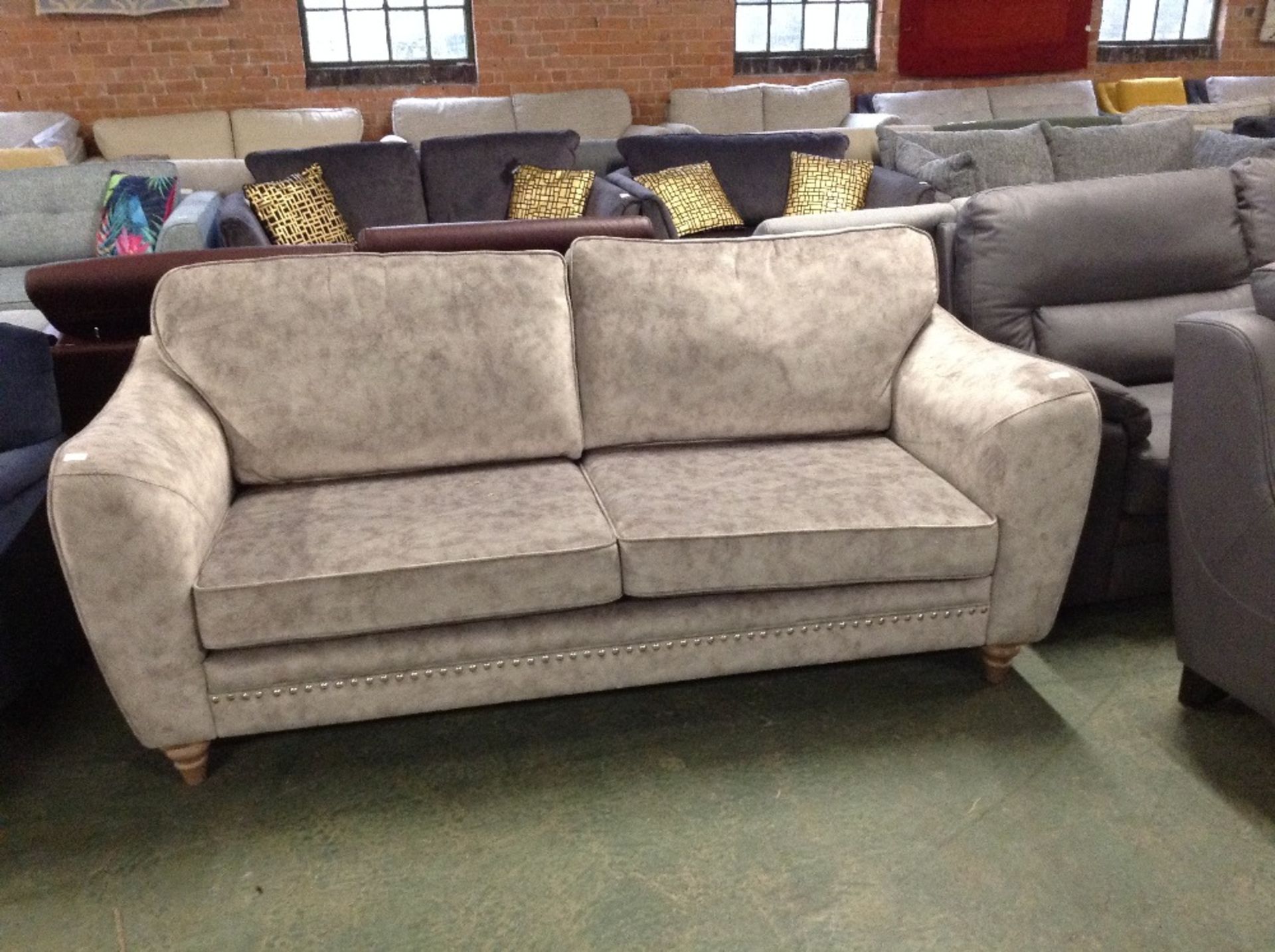 GREY SADDLE LARGE 2 SEATER SOFA (WM81-18)