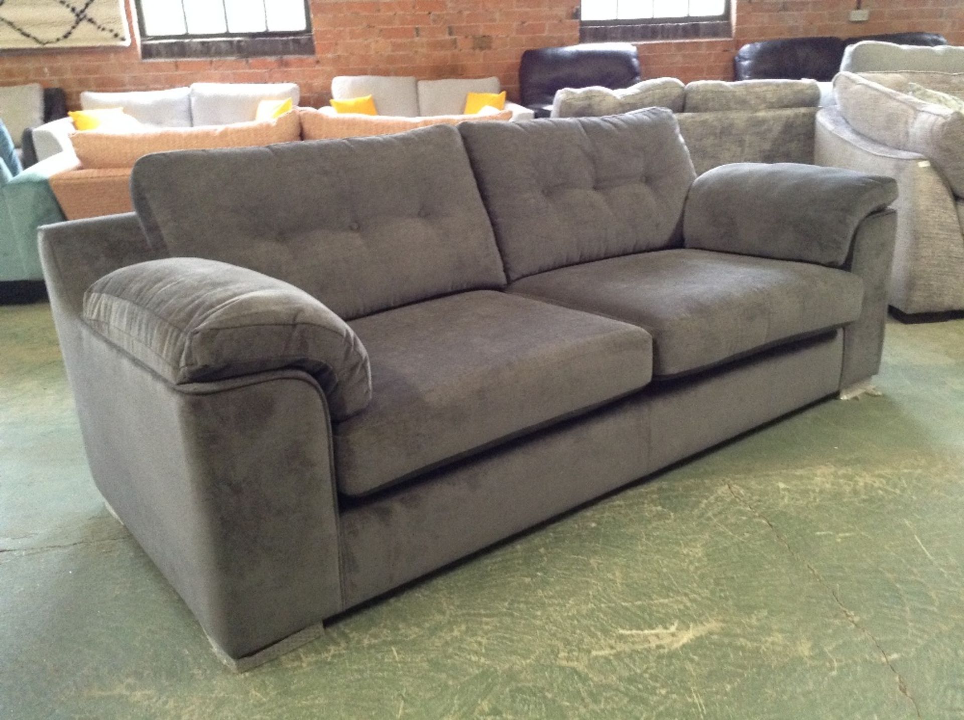 EX SHOWROOM GREY FABRIC 3 SEATER SOFA