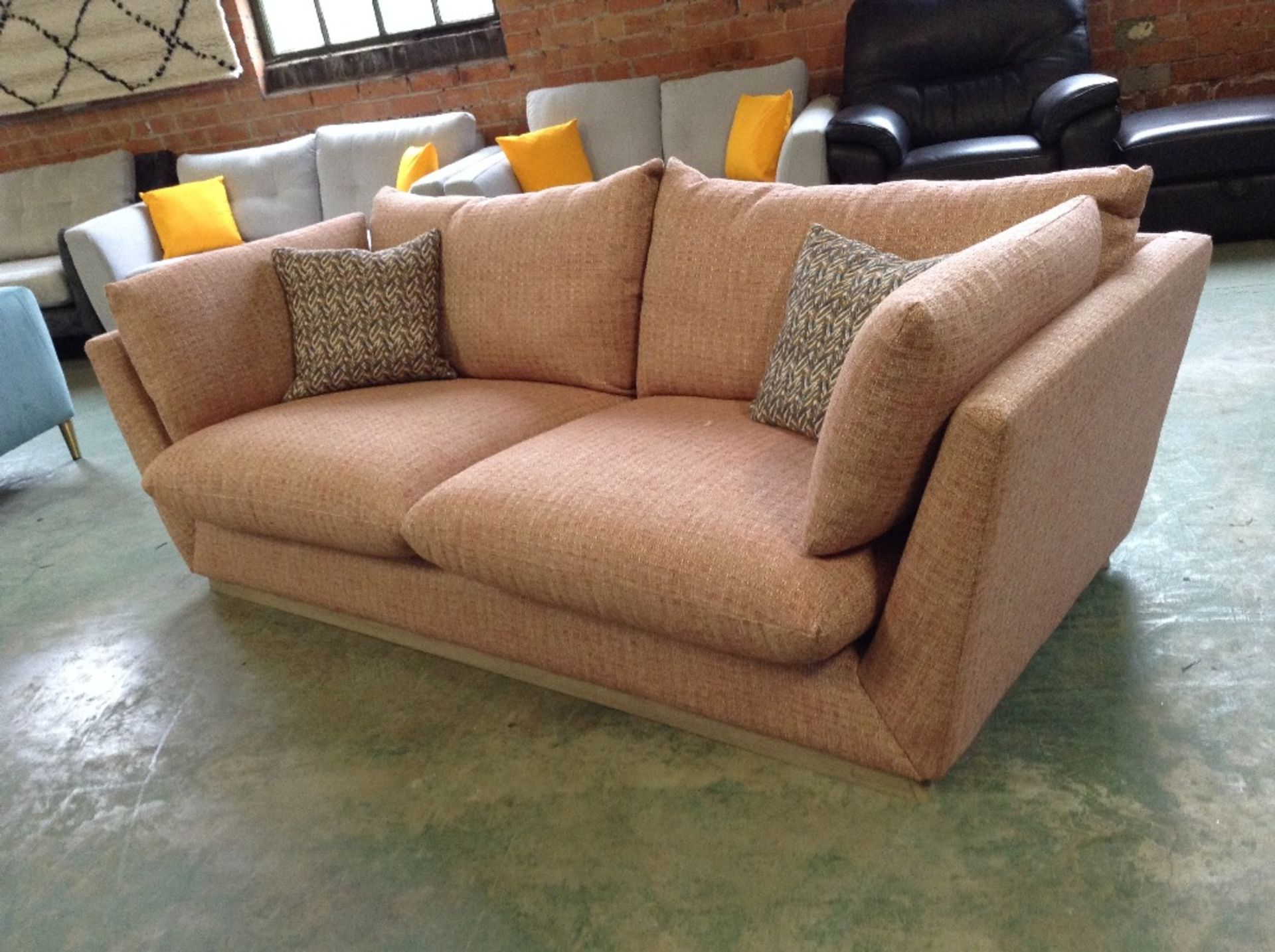 EX SHOWROOM PINK PATTERNED 3 SEATER SOFA