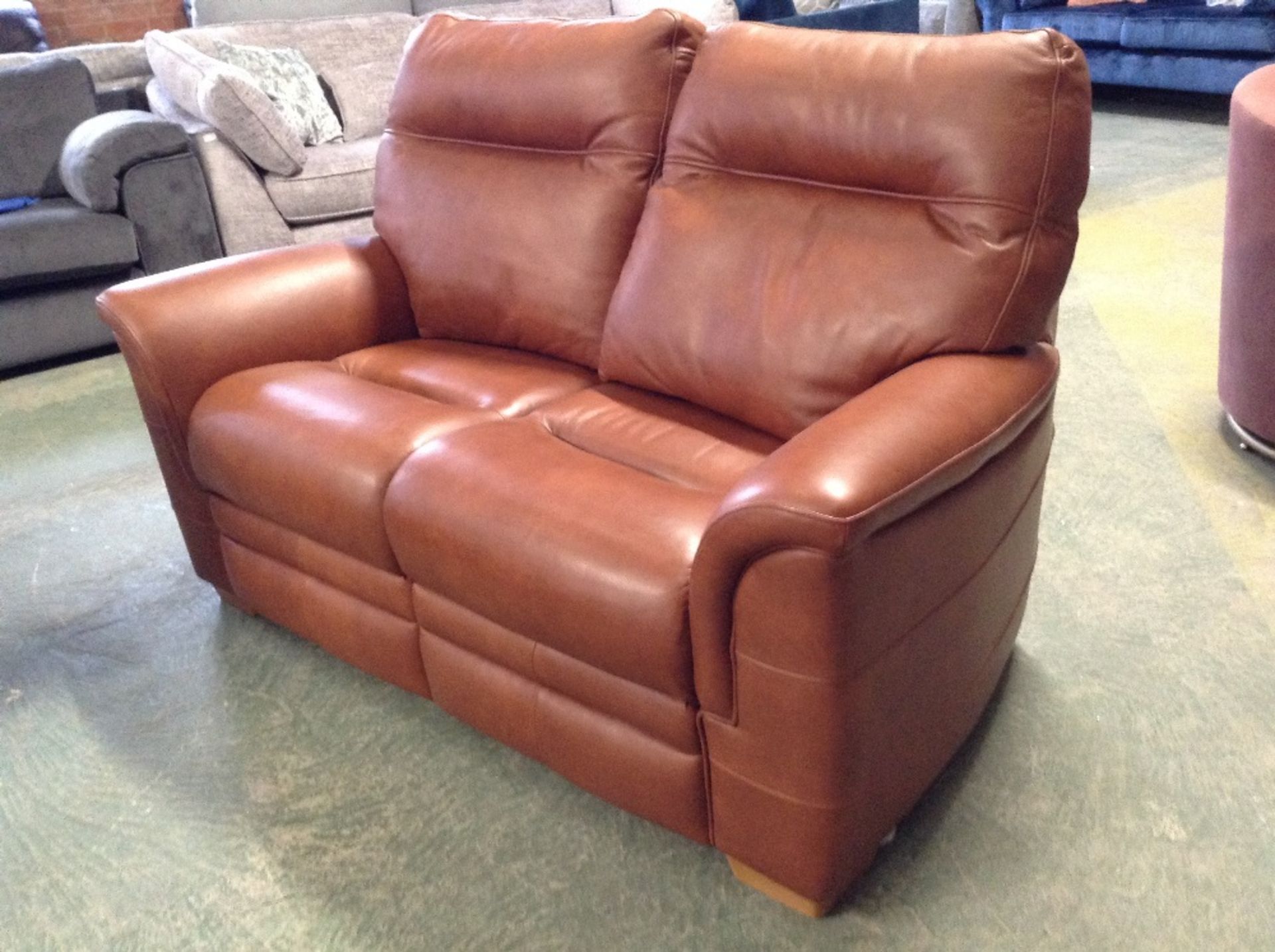 BROWN LEATHER GHIGH BACK 2 SEATER SOFA (TROO1921-W