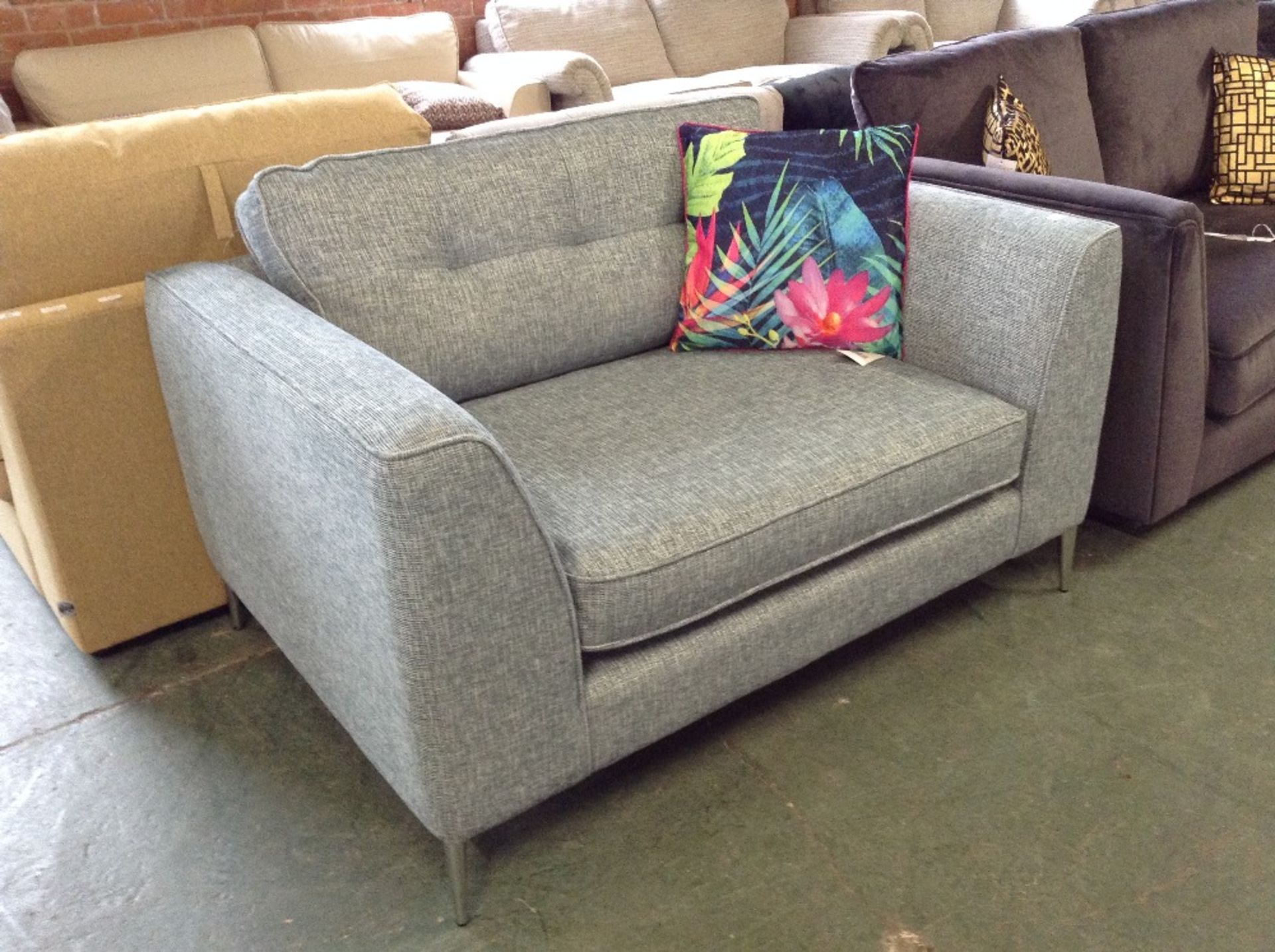 EX SHOWROOM GREY FABRIC SNUG CHAIR