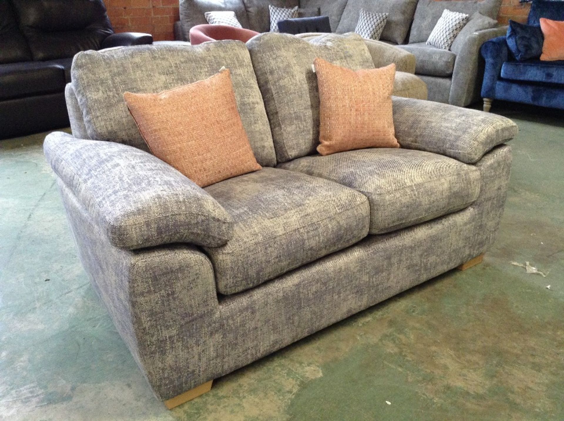 EX SHOWROOM MARIA NAVY BLUE PATTERNED 2 SEATER SO