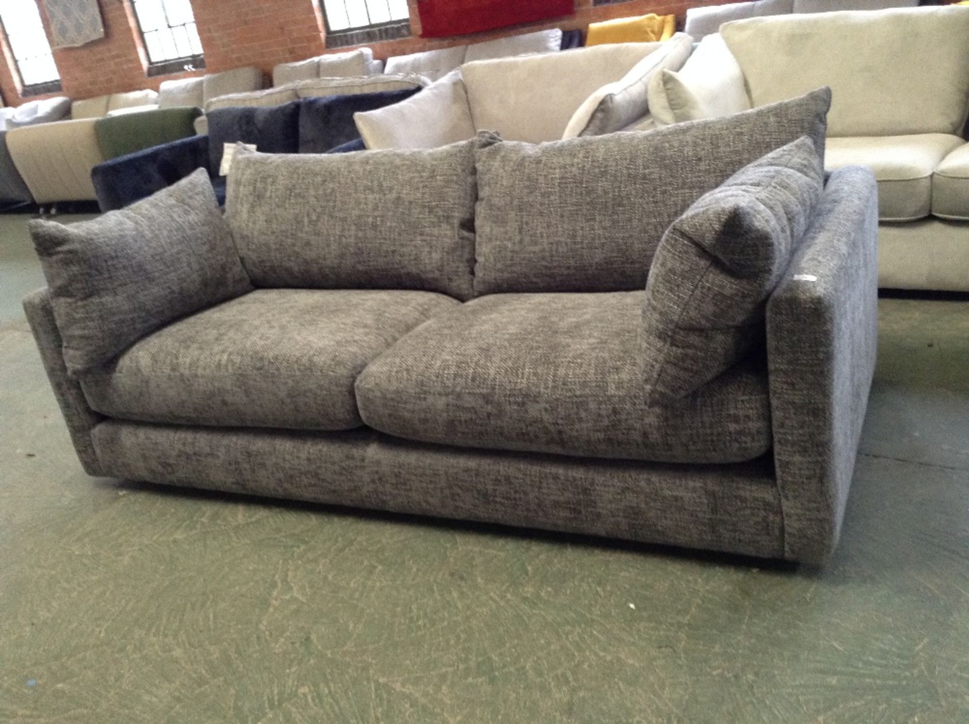 EX SHOWROOM GREY PATTERNED LARGE 3 SEATER SOFA