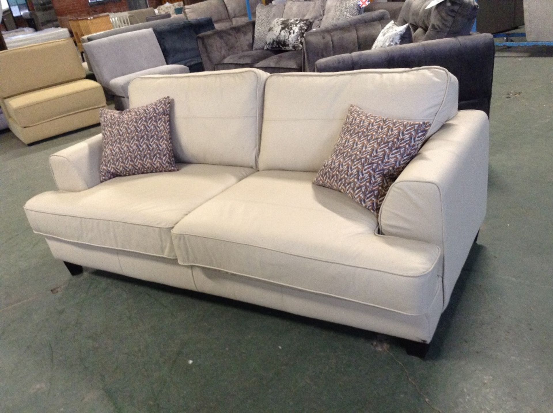 CAMDEN LEATHER PEBBLE 3 SEATER SOFA